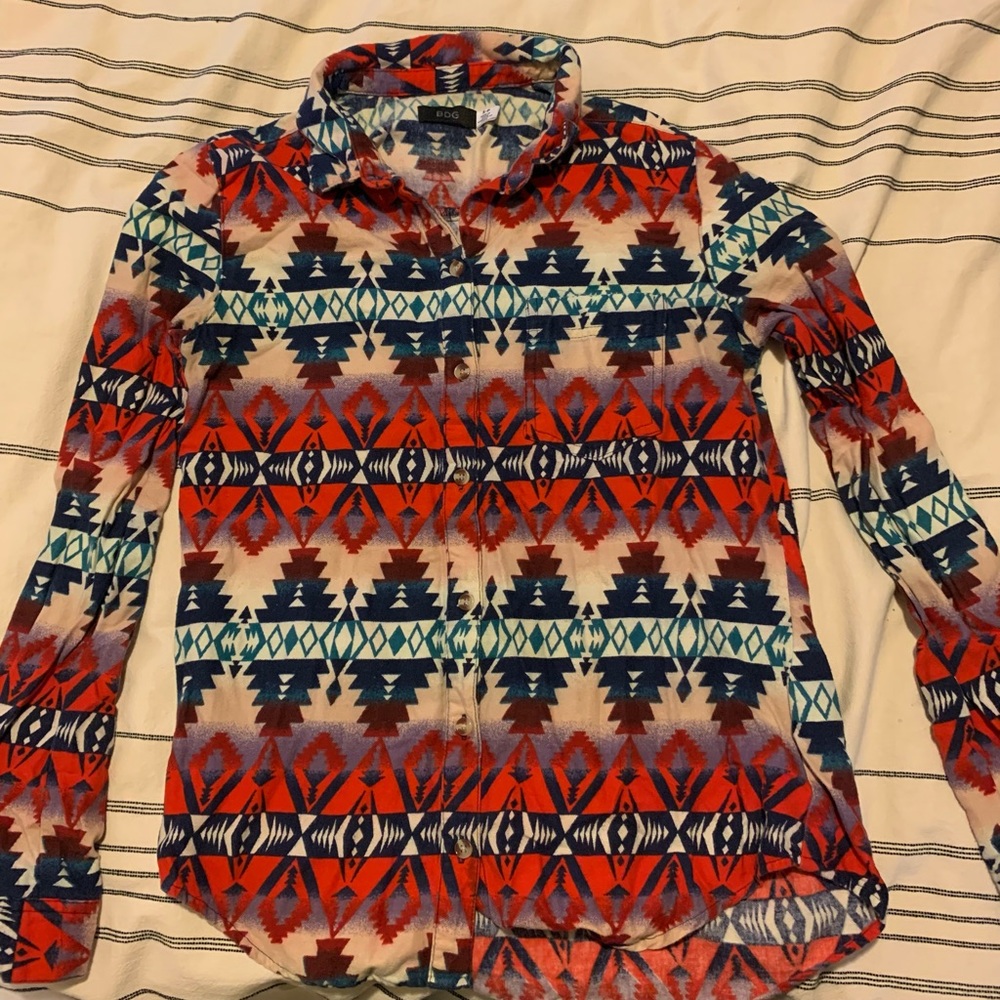 BDG Aztec Patterned Button-Down